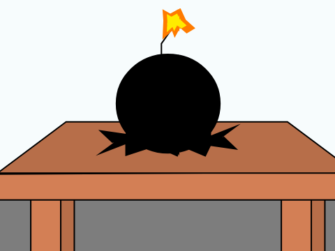 Backwards bomb and table