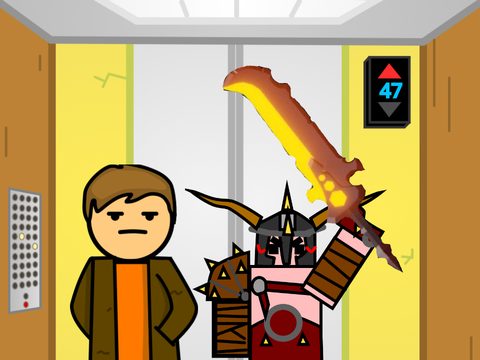 Barbarian and FAJTV in elevator