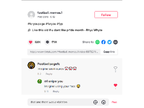 violated on ticktok