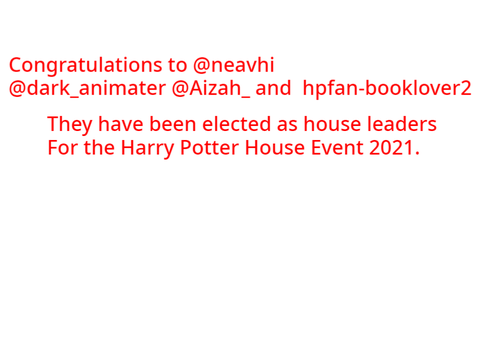 Congratulations to the house leaders