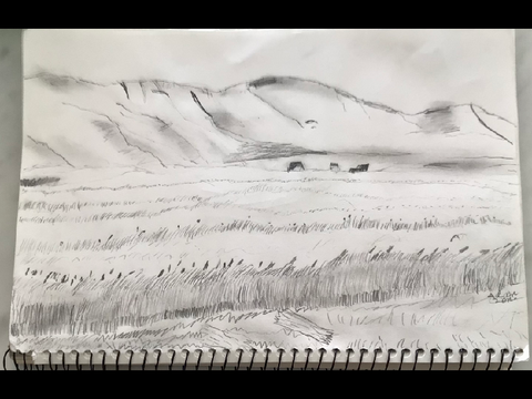 My drawing of a mountain landscape
