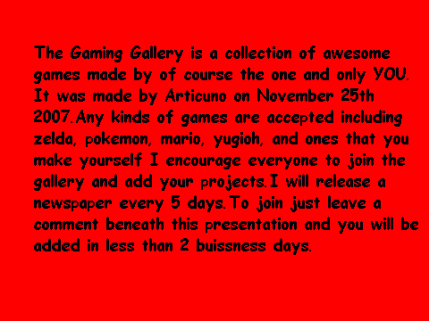 Intro to the Gaming Gallery