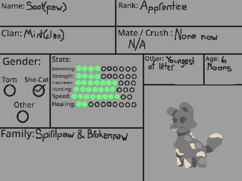 [ Warrior RP ] [ Sign-Up Sheet ] [ Sootpaw ]