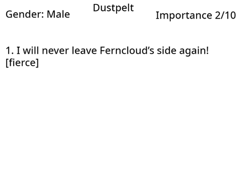 Audition for Dustpelt and Purdy