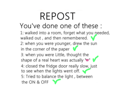repost if you’ve done theseeee