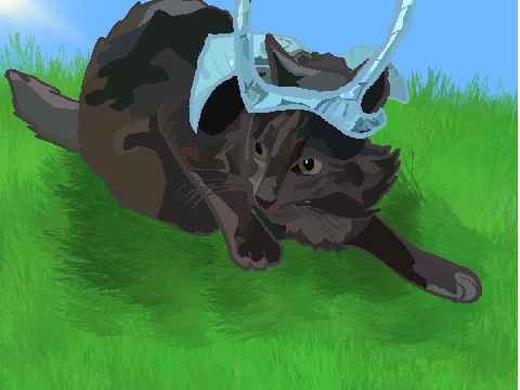 Blockshade of my cat in his halloween costume  