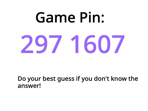 Game pin for my 50 follower Kahoot contest