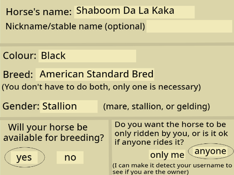 Form to board a horse at ധillow ധind Stables remix