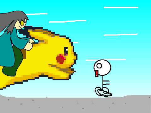Add yourself running/riding from/on a giant Pikachu! remix
