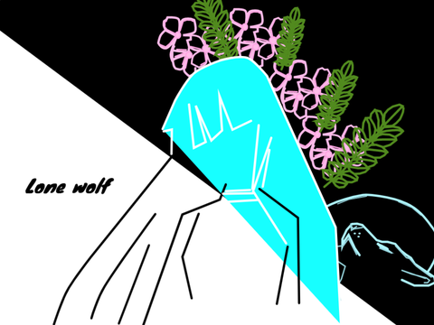 Lone wolf drawing on scratch(no pen)