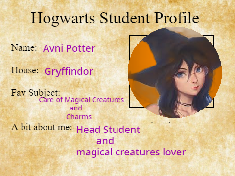 Hogwarts Student Profile - For members of Harry Potter Role Play remix