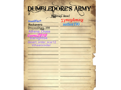 Dumbledore's Army Sign Up Sheet. remix