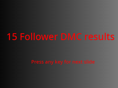 15+ follower DMC results