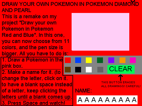 DRAW YOUR OWN POKEMON IN PEARL AND DIAMOND!