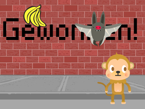 aap kilt vleermuis met bananen