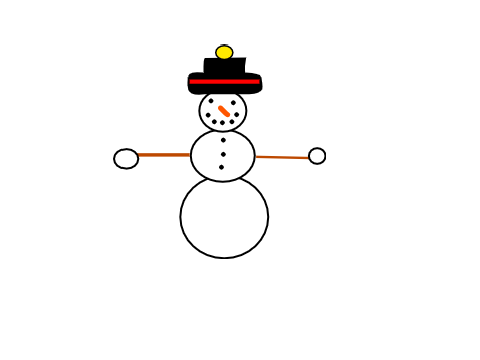 Snowy the great snowman with a hat and snowballs