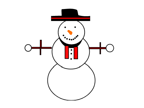 Snowy the Great Snowman with Snowballs, a hat, and a scarf