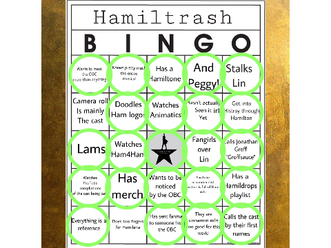 HAMILTRASH BINGO!!!! REMIX THISSSS!!!!!!!!!!!!