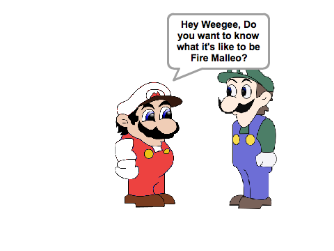 Weegee trys a Fire Flower