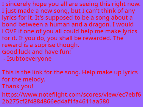 Lyrics To My New Song!