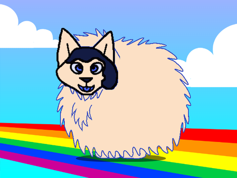 Blue Fluffy Nalretas Dancing on Rainbows