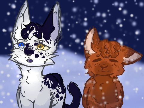 Pebbs and Ozzie in the snow