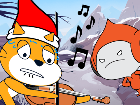 Scratch Cat tries to play the viola (but fails miserably)