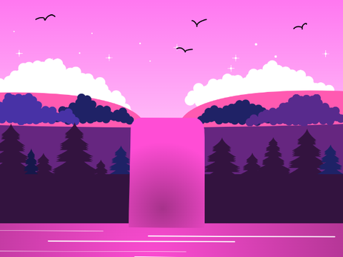 ♪ Sparkling water fall ♪ ~ A parallax