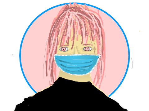Girl with pink hair