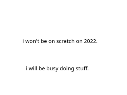 i won't be on scratch on 2022