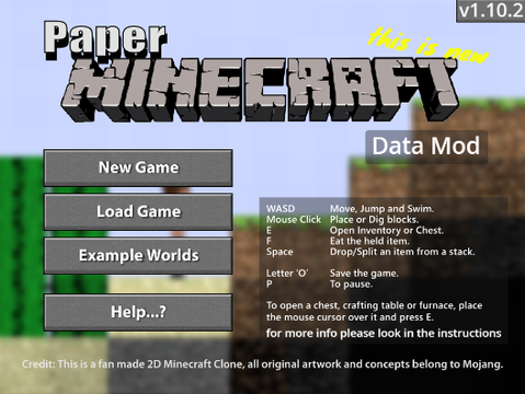 Paper Minecraft Data Mod version 1.10.2 (Archived)