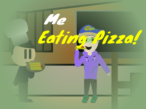 added myself eating pizza :)