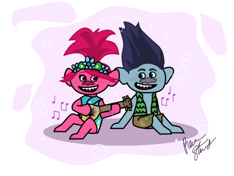 Poppy and Branch - Trolls art