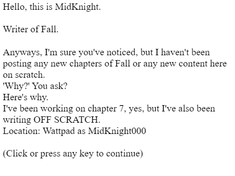 And now, a brief announcement...