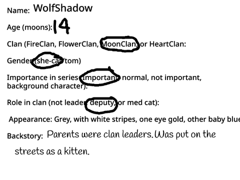 Warrior cats series character sign ups remix
