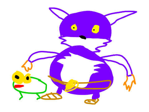 fat cat + his lil pet froge