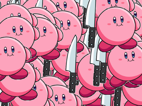 Kirby with a knife multiplying