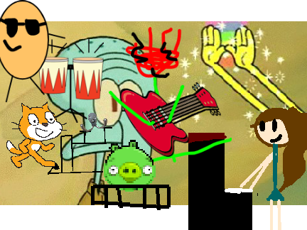 add youself making music while spongebob shows squdward imagination! remix remix remix