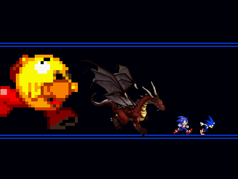 Add yourself running from the Giant Hungry Pac-Man![2]