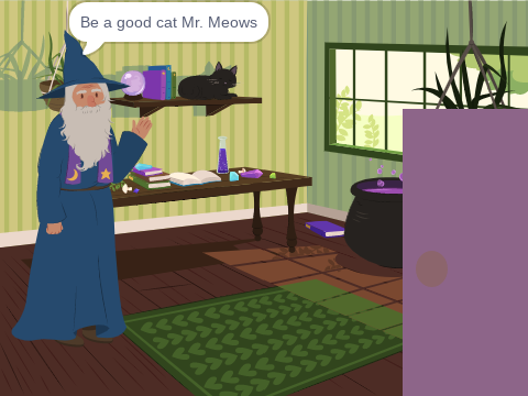Arcade game about a magical wizard going shopping