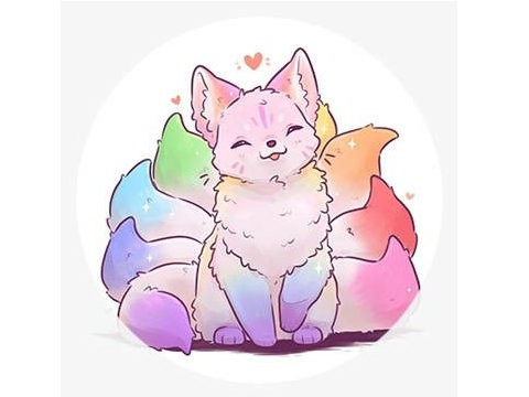 6 tailed rainbow fox but 7 tails