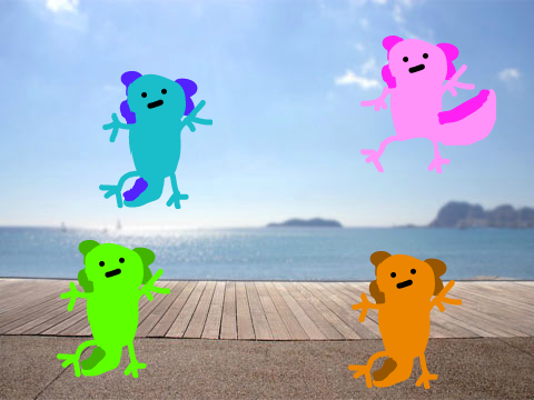 Dancing axolotls