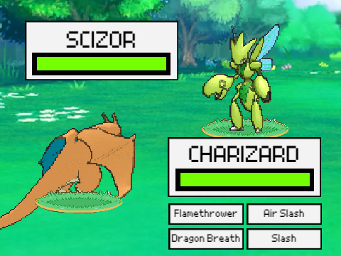 Pokemon Battle I Charizard vs Shiny Scizor