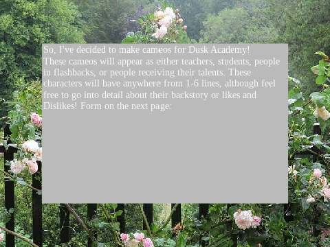Dusk academy cameos!