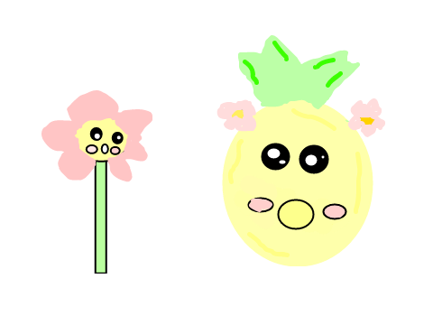 Pineapple and flower sticker