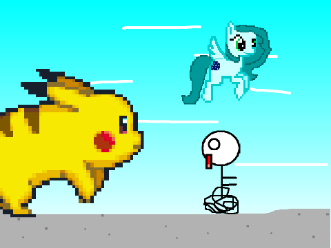 Add yourself running/riding from/on a giant Pikachu! remix
