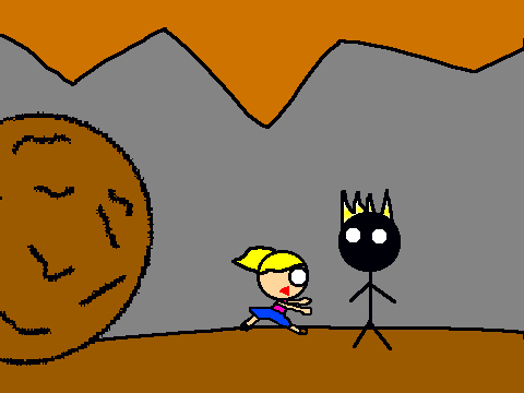 Add somebody running from the boulder![1]