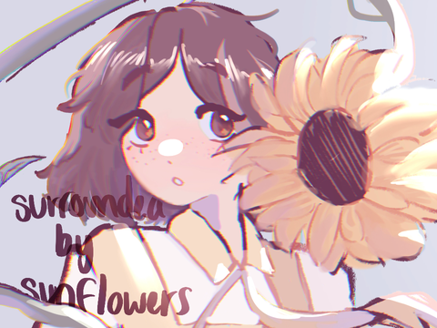surrounded by sunflowers | art