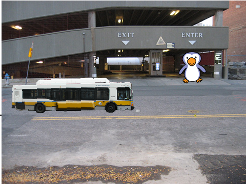 Penguin likes bus travel