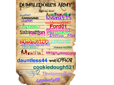 Dumbledore's Army Sign Up List remix remix
